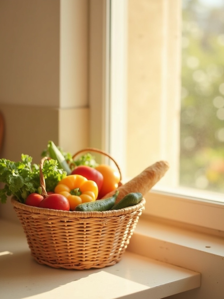 Fresh groceries in a basket